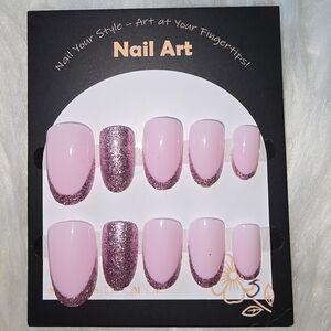 Pink and Glitter Handmade Nail Set